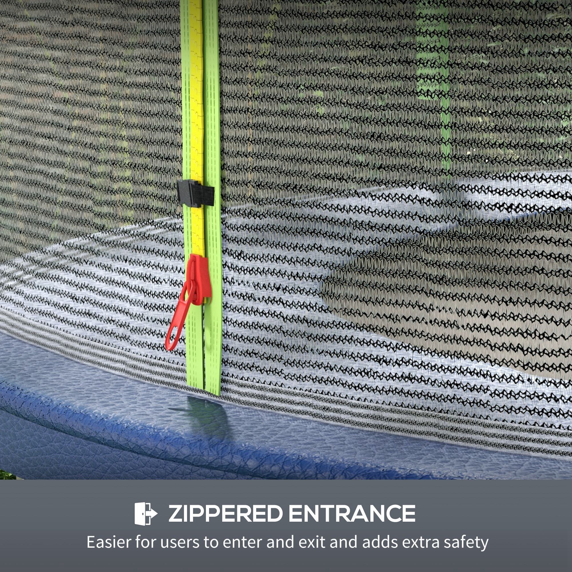 10ft Trampoline Net Replacement with 6 Plastic Pole Covers, Weather-Resistant Trampoline Netting Replacement with Zipped Entrance, Poles Not Included, Green