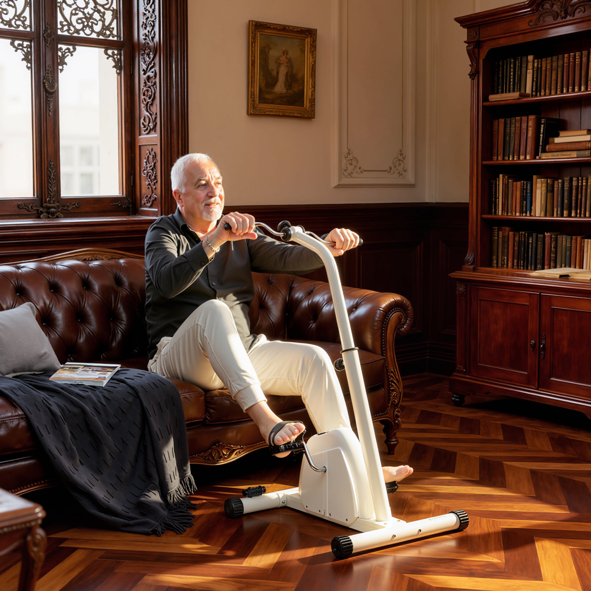Seated Pedal Exerciser with Dual Massage and Adjustable Height
