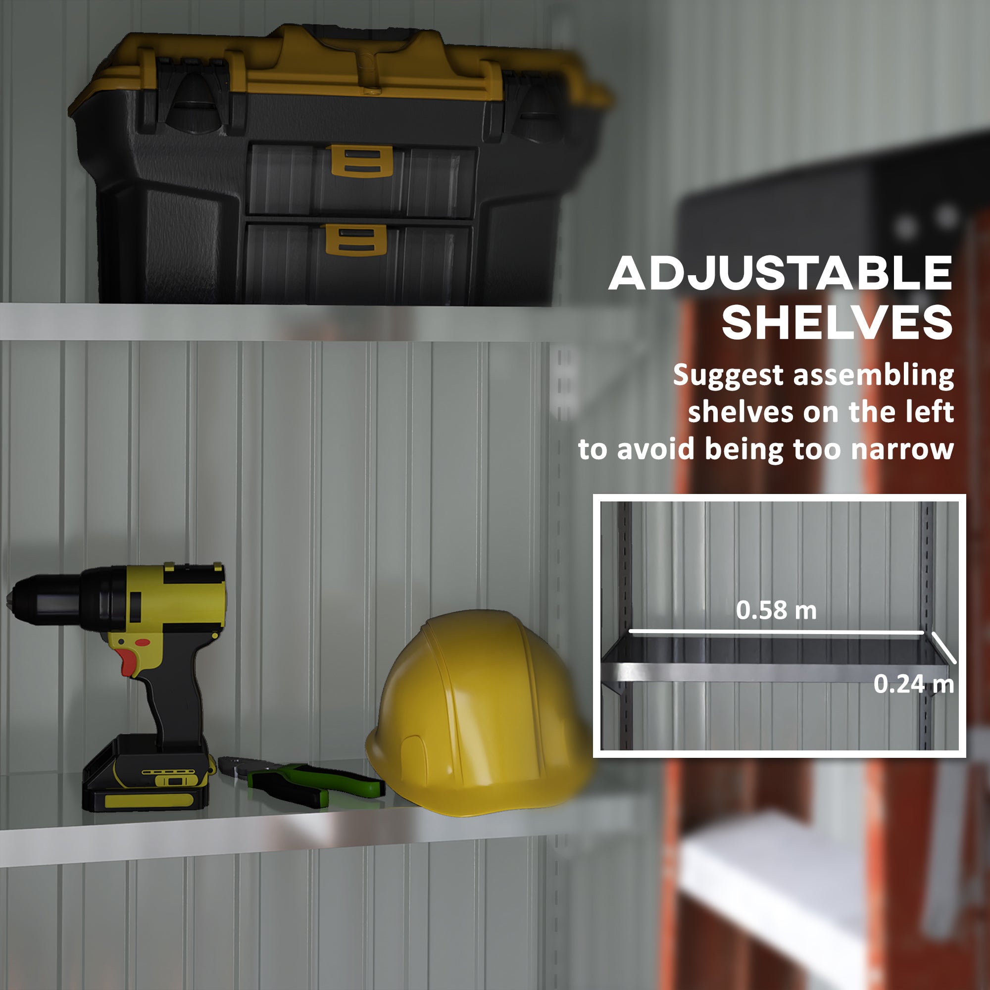 5x3ft Corrugated Steel Storage Shed with Lock - Brown