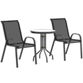 Three-Piece Outdoor Garden Set with Table and Chairs - Black