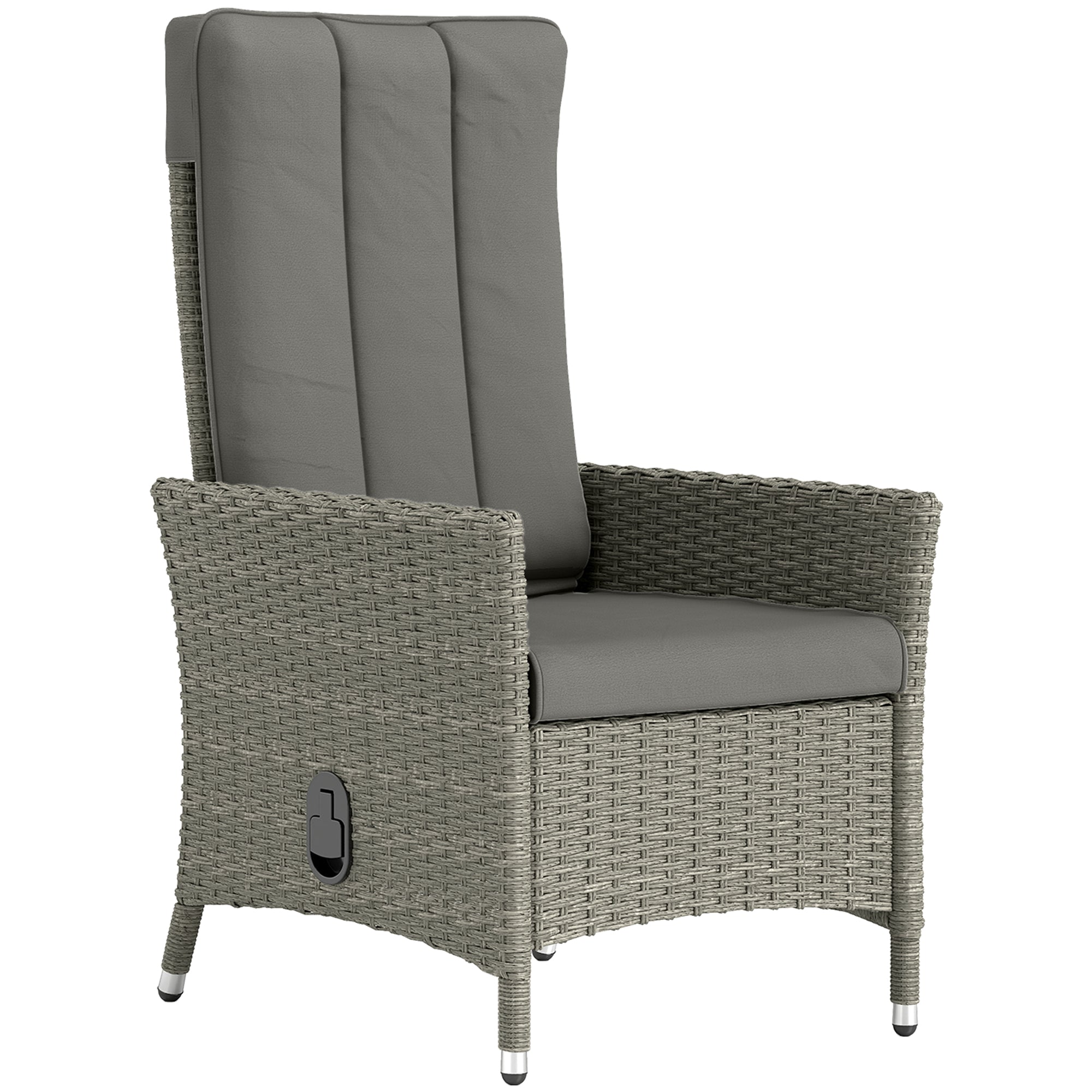105°-150° Reclining Rattan Chair - Grey