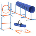 Dog Agility Equipment, 8PCS Agility Training Set with Tunnel, Weave Poles, Adjustable Hurdles, Jump Ring