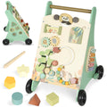 Wooden Baby Walker, Push Along Walker Toys with Speed Control, Xylophone, gears and Bead Maze, Green