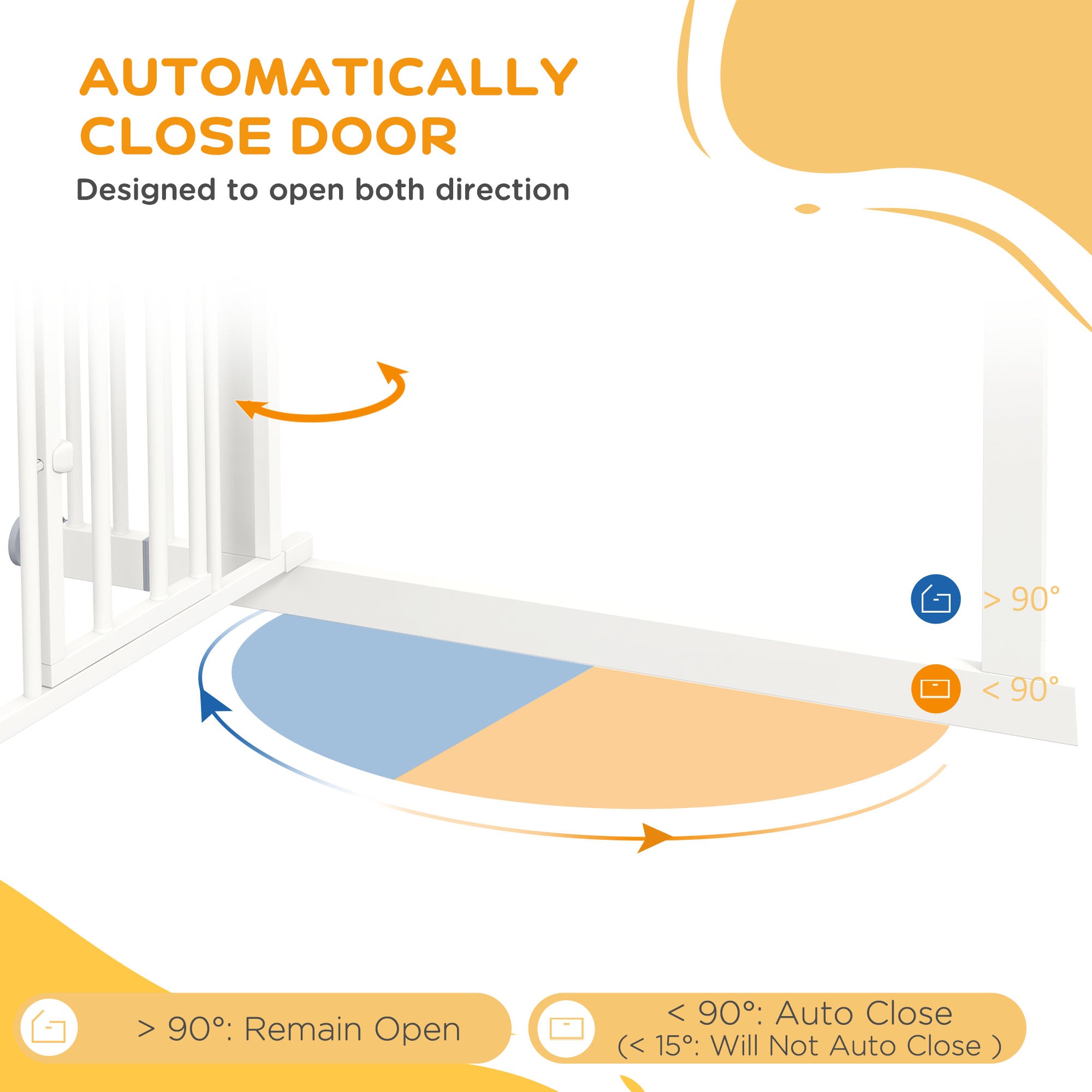 Extra Tall Pet Gate, Indoor Dog Safety Gate, with Cat Flap, Auto Close, 74-101cm Wide - White