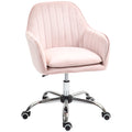 Velvet-Feel Tub Office Chair with Cushion - Pink