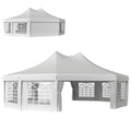 10-Sided Decagonal Garden Gazebo Marquee Party Tent 8.9m x 6.5m Heavy Duty Metal Frame - White