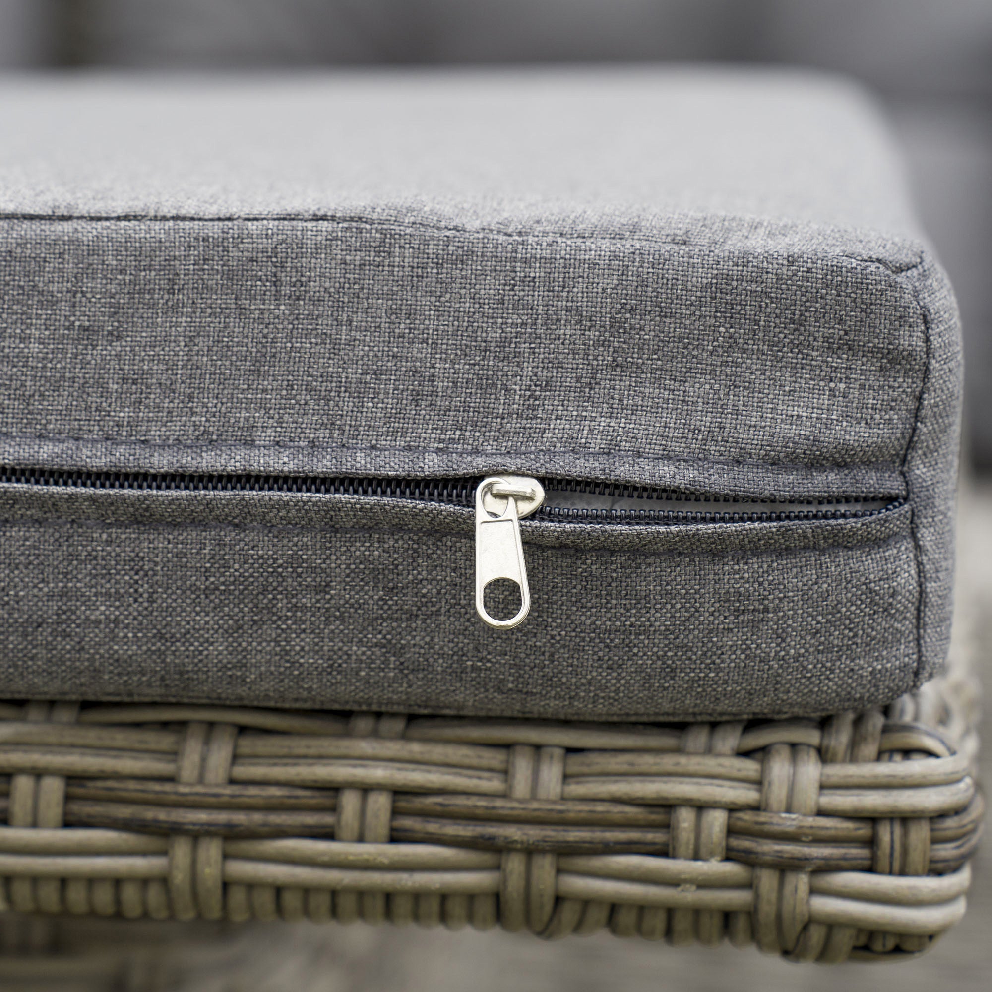 6 Pieces Outdoor PE Rattan Garden Furniture, Patio Wicker Sectional Conversation Corner Sofa w/ Soft Padded Cushion & Liftable Coffee Table, Light Grey