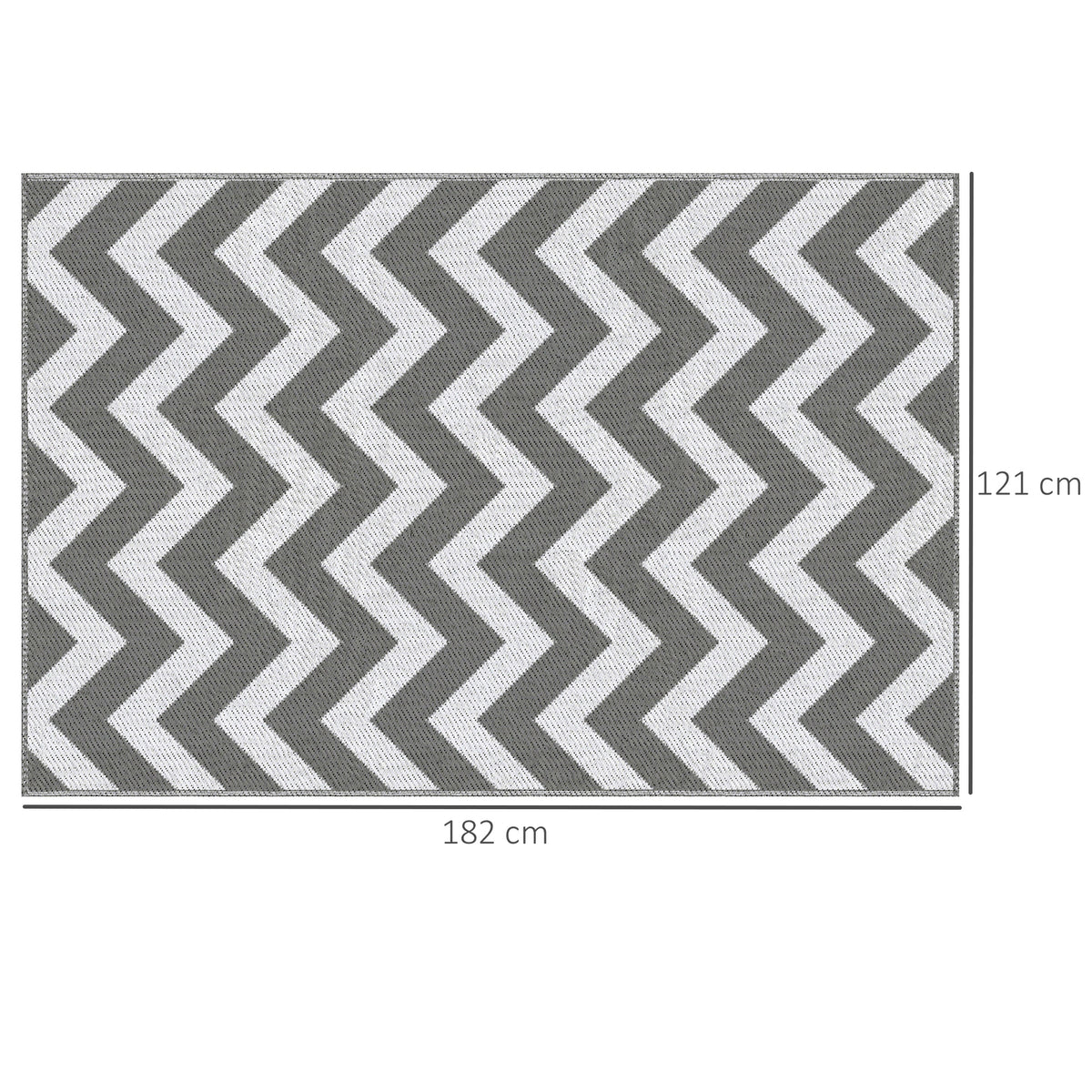 Waterproof Outdoor Camping Rug Mat 182x121cm Reversible - Light Grey White