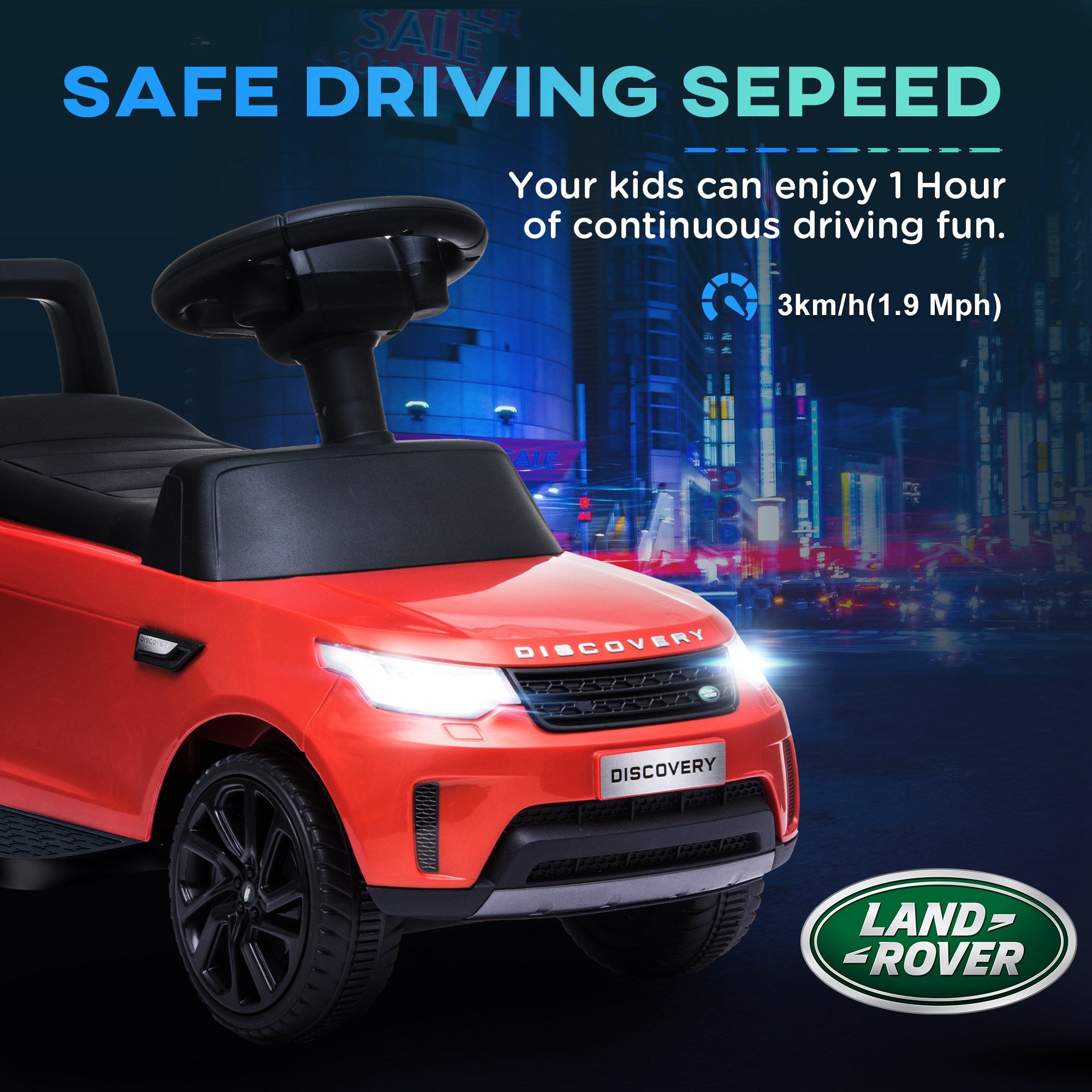 2 in 1 Land Rover Licensed 6V Kids Electric Ride On Car Sliding Car w/ Headlights Music, for 18-60 Months Red