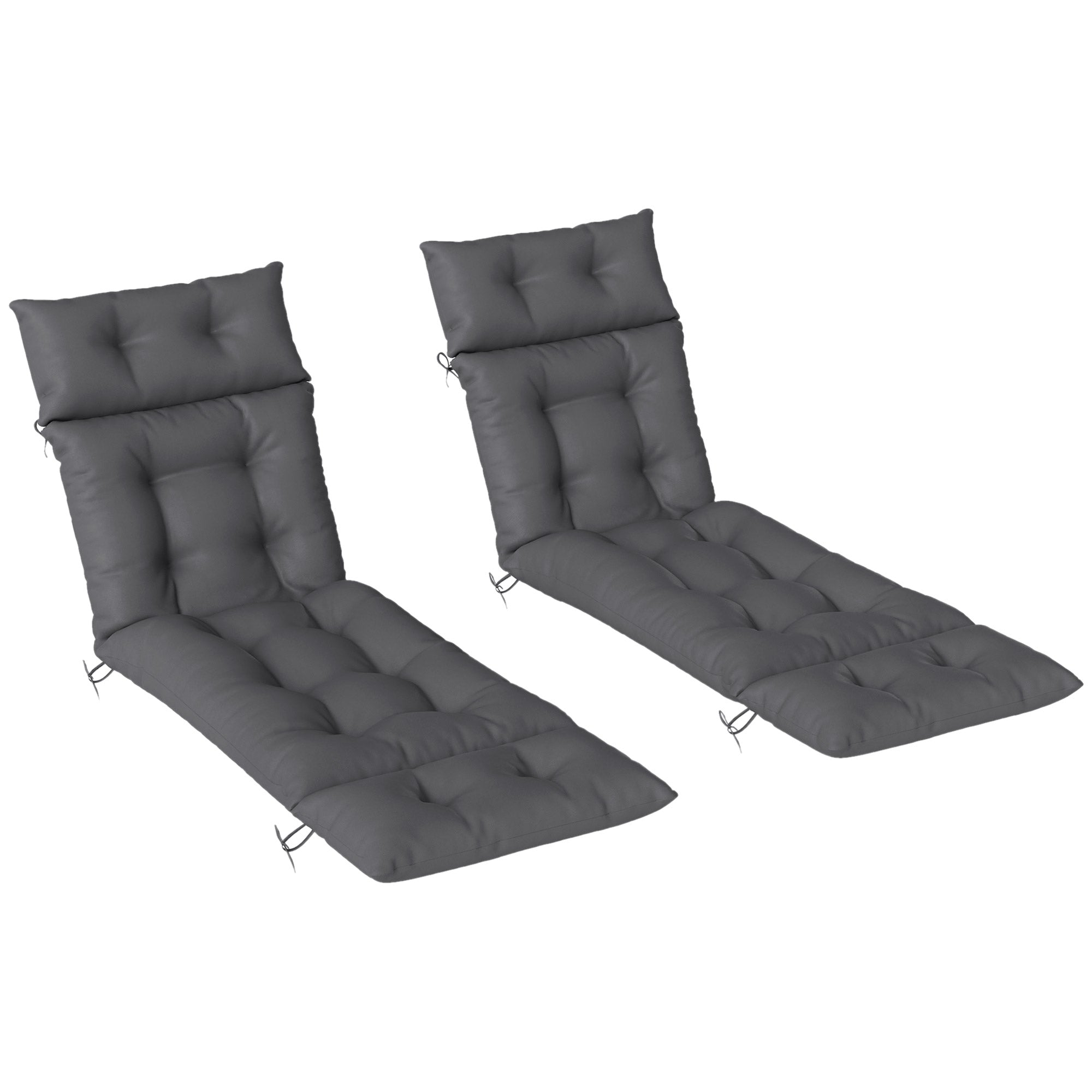 Set of Two 190 x 56cm Sun Lounger Cushions - Dark Grey