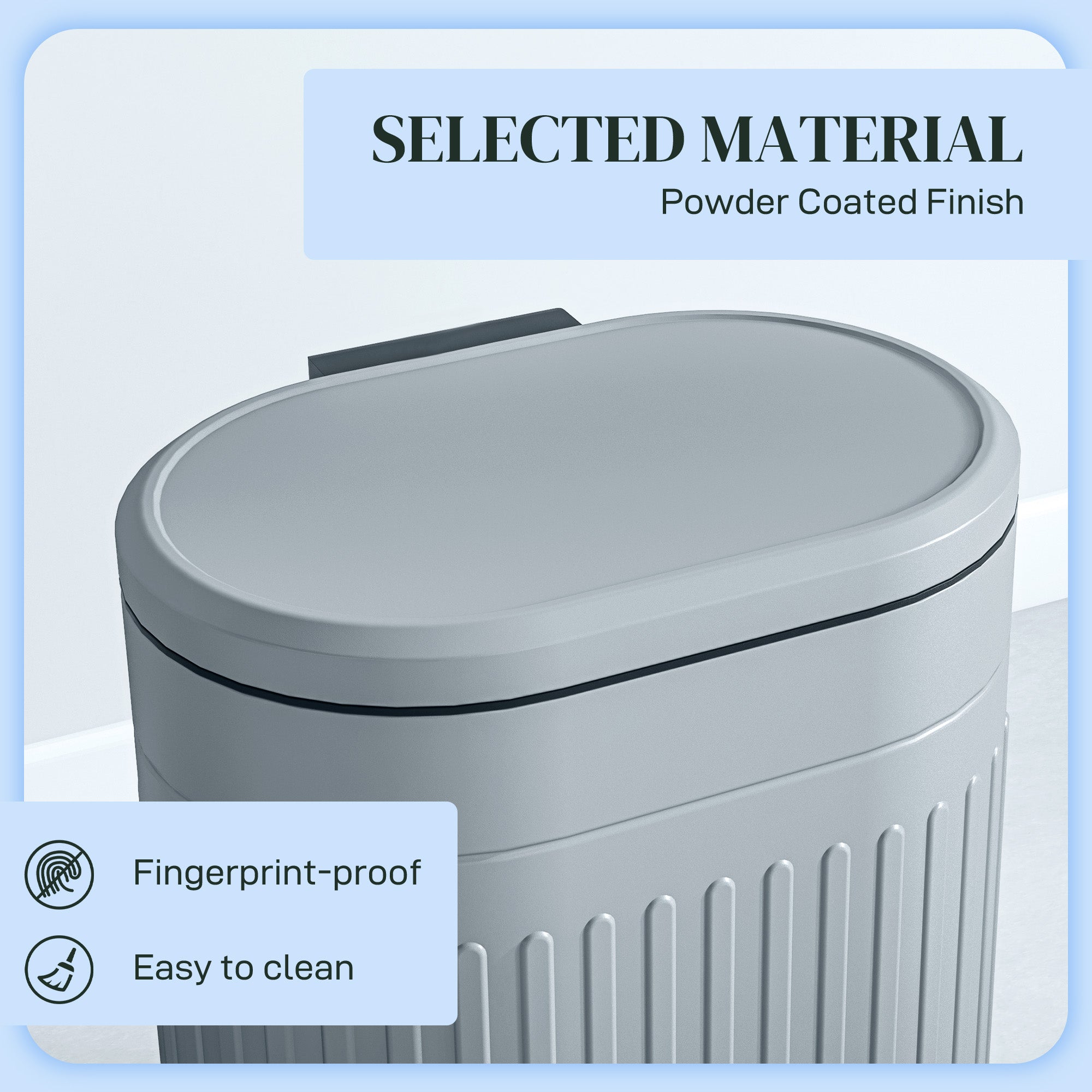 20L Metal Kitchen Bin, with Soft-Close Lid - Grey