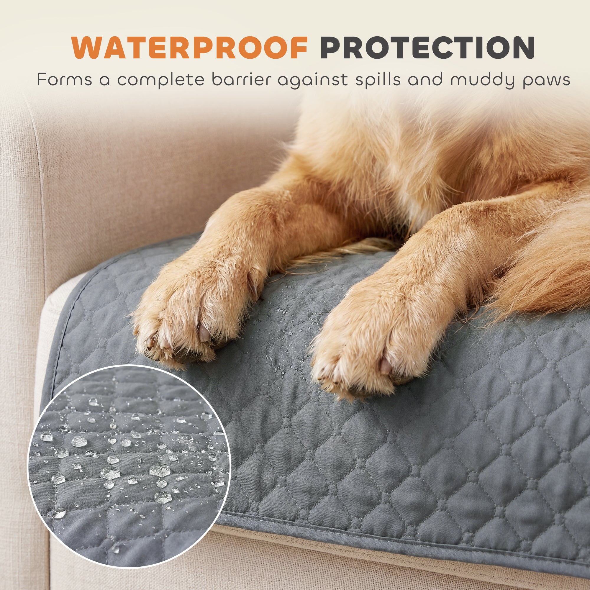 Waterproof Sofa Cover 2 Seater, Soft Couch Cover for Dogs Cats Pets, Non Slip Sofa Slipcoevr with Elastic Straps