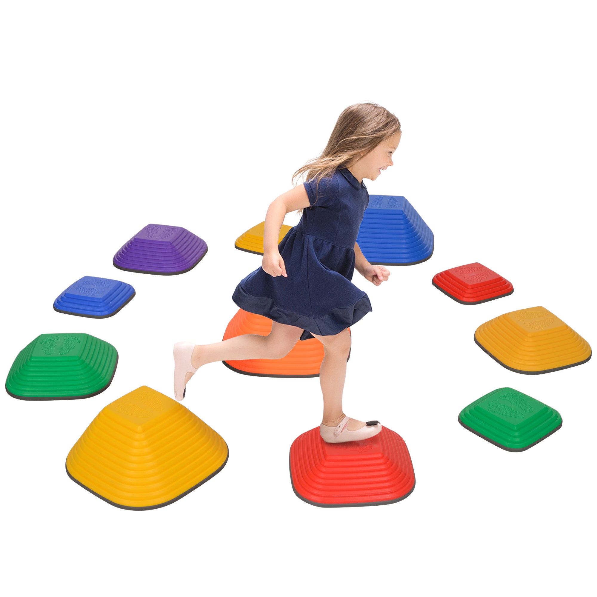 Balance Stepping Stones for Kids, 11PCs Non-Slip Stackable River Stones, Obstacle Courses for Balance & Motor Skills