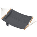 Double Hammock 2 Person Swing Bed with Spreader Bars, Pillows, Pad, 200 x 140cm, Grey