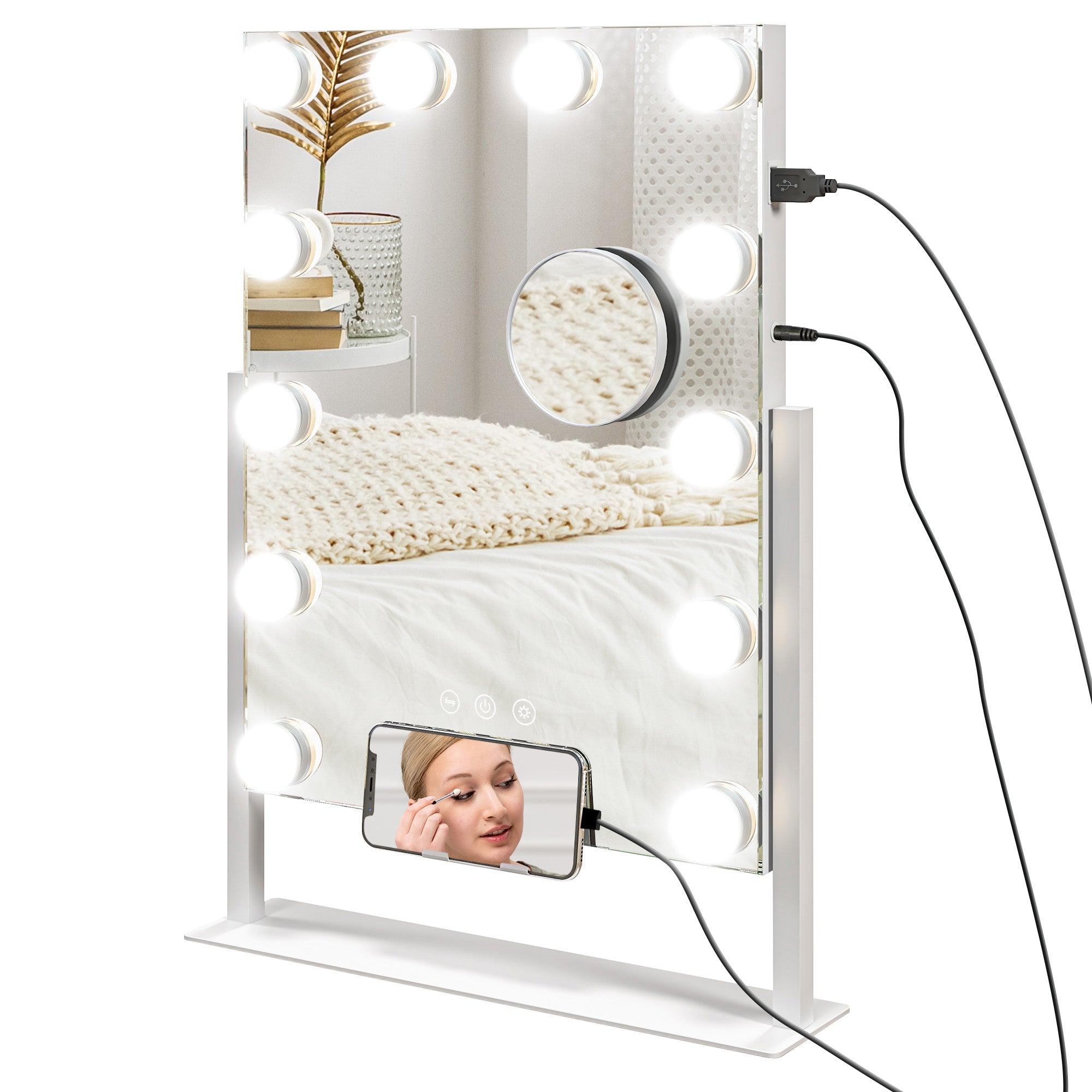 12 LED bulb Tabletop Makeup Mirror, with Adjustable Settings