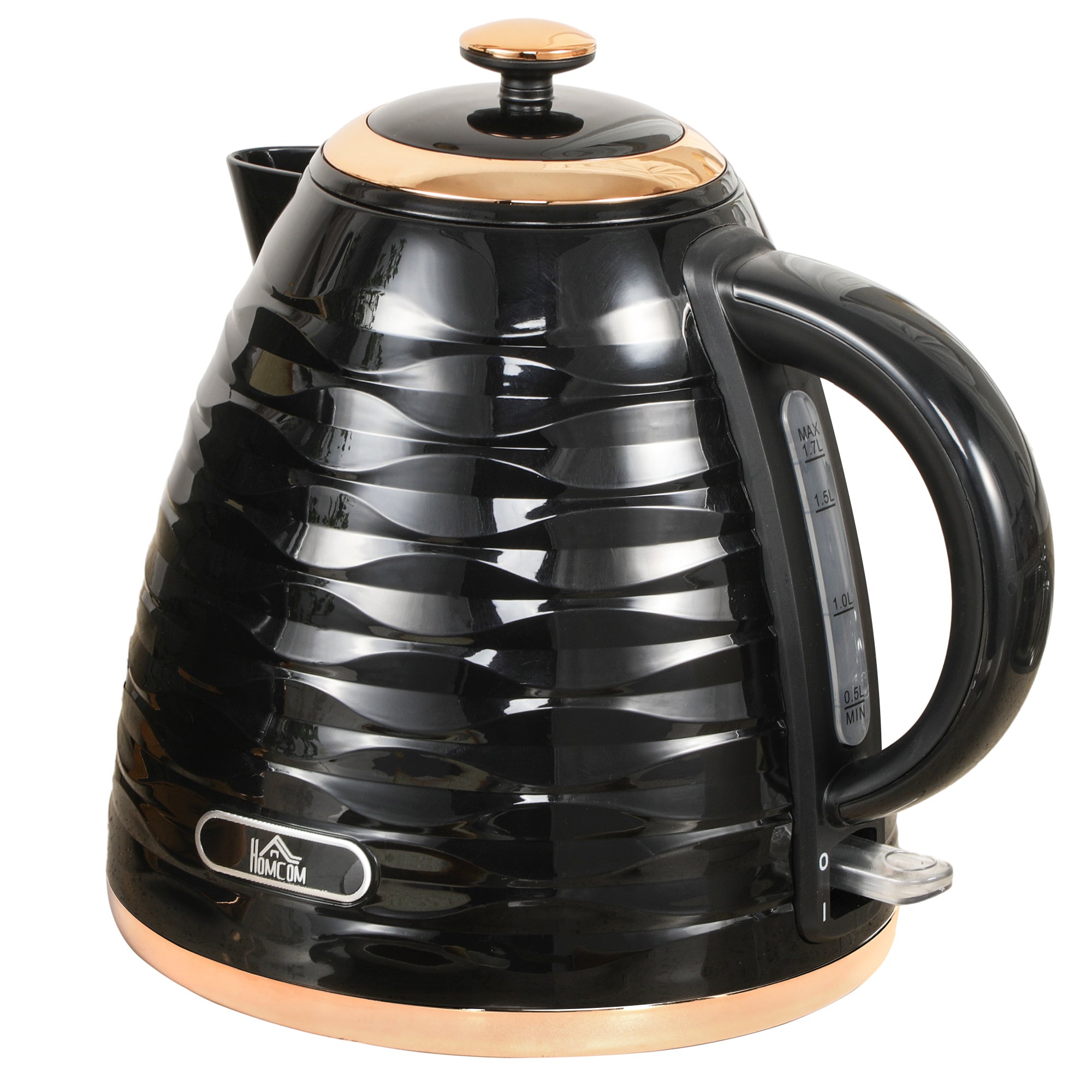 Electric Kettle, 1.7L, Fast Boil, 3kW Water Kettle with Removable Washable Anti-scale Filter, Auto Shut-off, 360° Swivel, BPA Free, Black Water Ripple Texture