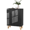 Narrow Shoe Storage Cabinet for 15-20 Pairs with Soft-Close Hinges and Adjustable Shelves - Black