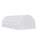 6 x 3 x 2 m Walk-In Polytunnel Greenhouse with Metal Frame, Zippered Door & 8 Windows - White