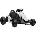 24V Electric Go Kart, Drift Kart with Adjustable Seat, Slow Start, 5-Point Harness, Music, Horn, for 6-12 Years, White