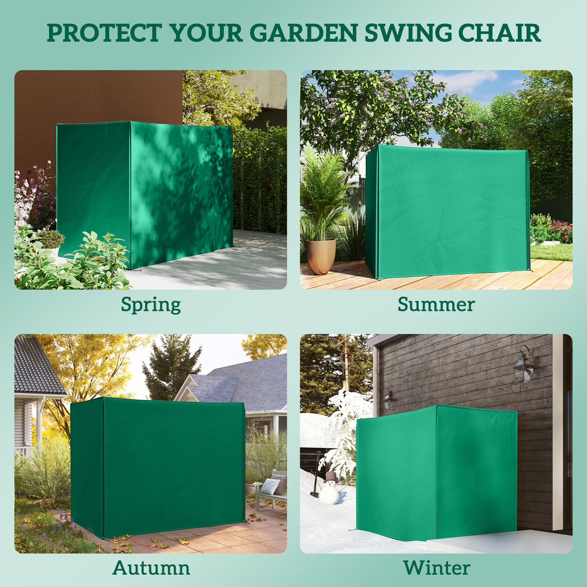 Three-Seater Waterproof Swing Chair Cover with Drawstring - Green