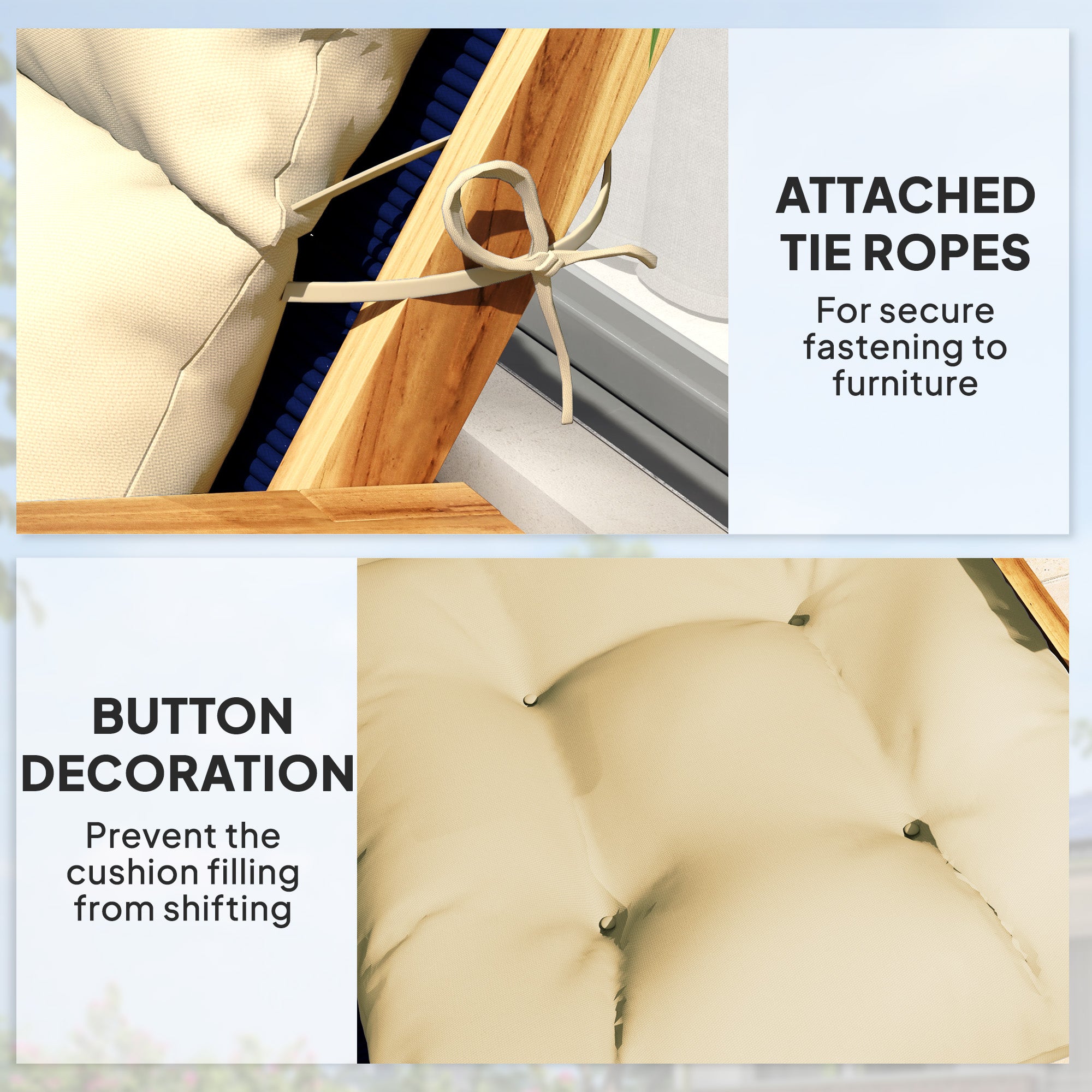 115 x 56cm Padded Rocking Chair Cushion - Breathable Beige