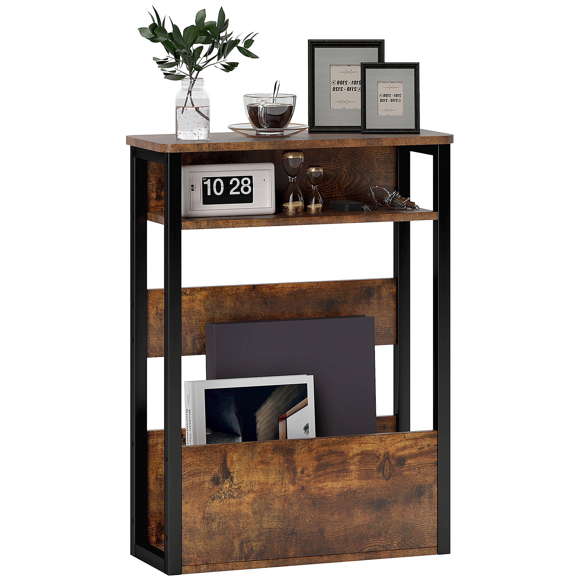 Industrial-Style Side Table - Black/Brown