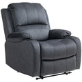 Microfibre Manual Reclining Armchair with Footrest - Black
