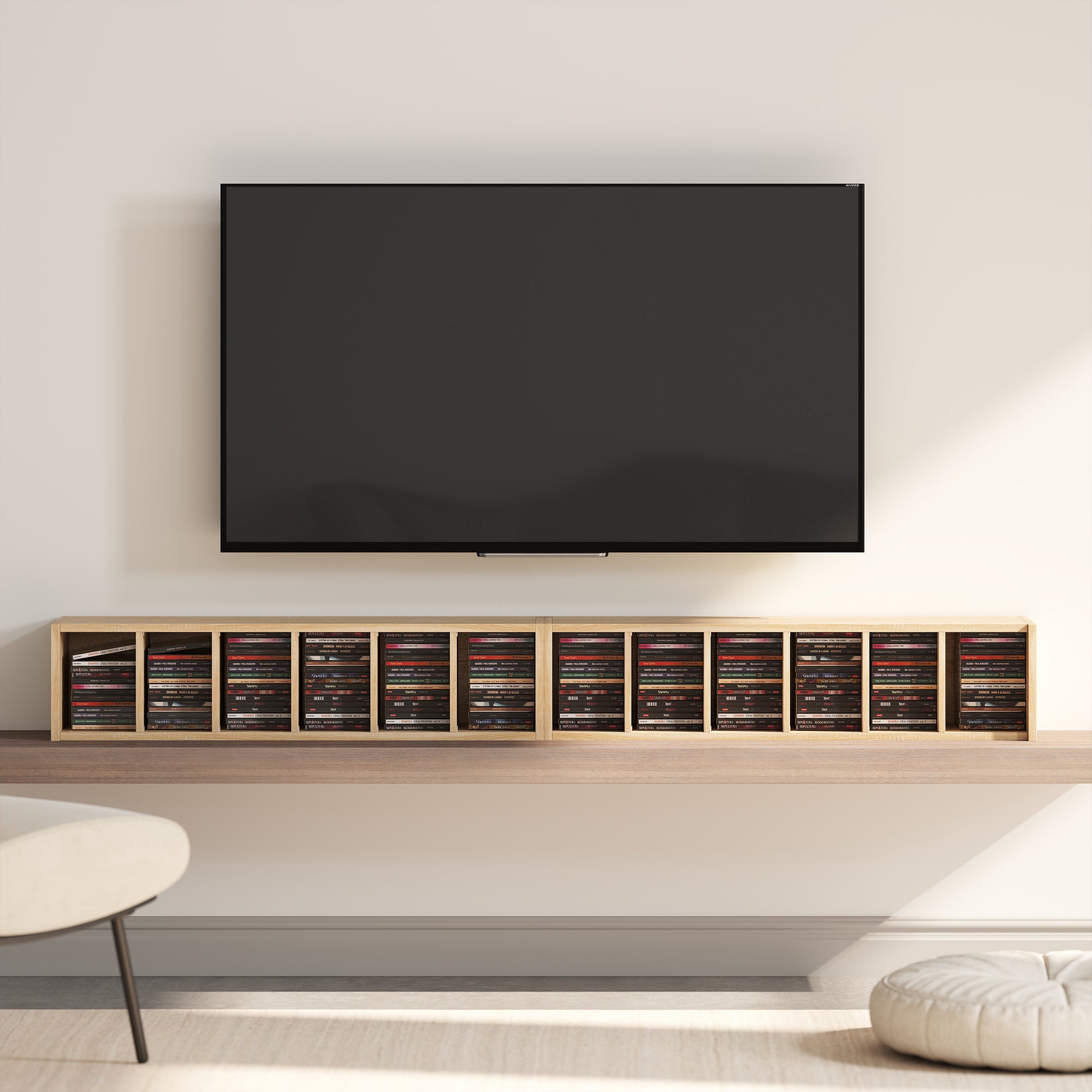 Set of 2 CD Media Display Shelf Unit Tower Rack with Adjustable Shelves, Oak