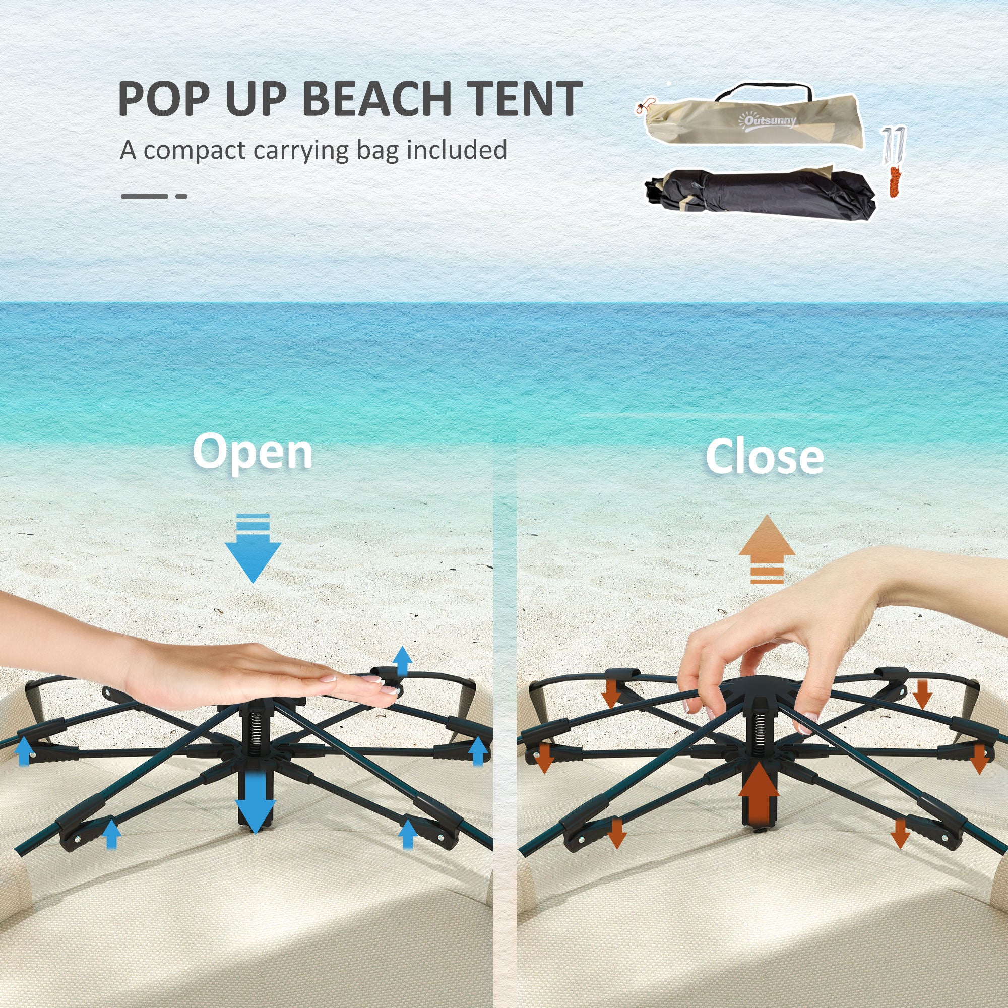 Three-Man UPF15+ Beach Tent, with Extended Floor - Green