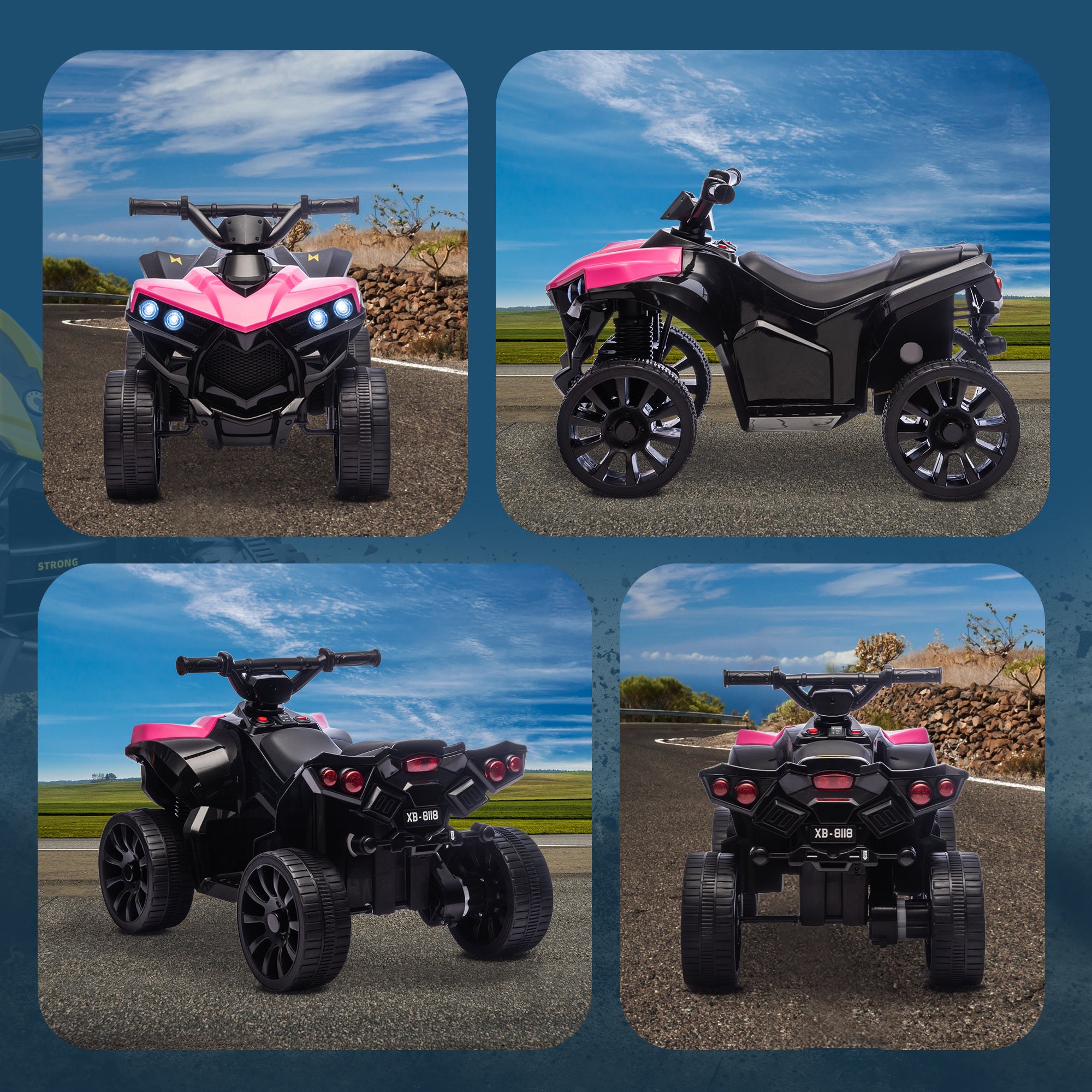 6V Kids ATV, 4 Wheeler Electric Ride on Car with Music and LED Headlights, for Ages 3-6 Years Boys and Girls, Pink