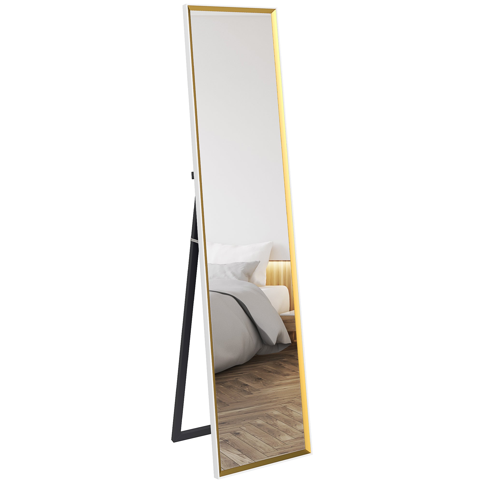 Full Length Mirror, 37 x 157cm Wall Mounted, Leaning, Free Standing Mirror, Framed Full Body Mirror for Living Room, Bedroom, White