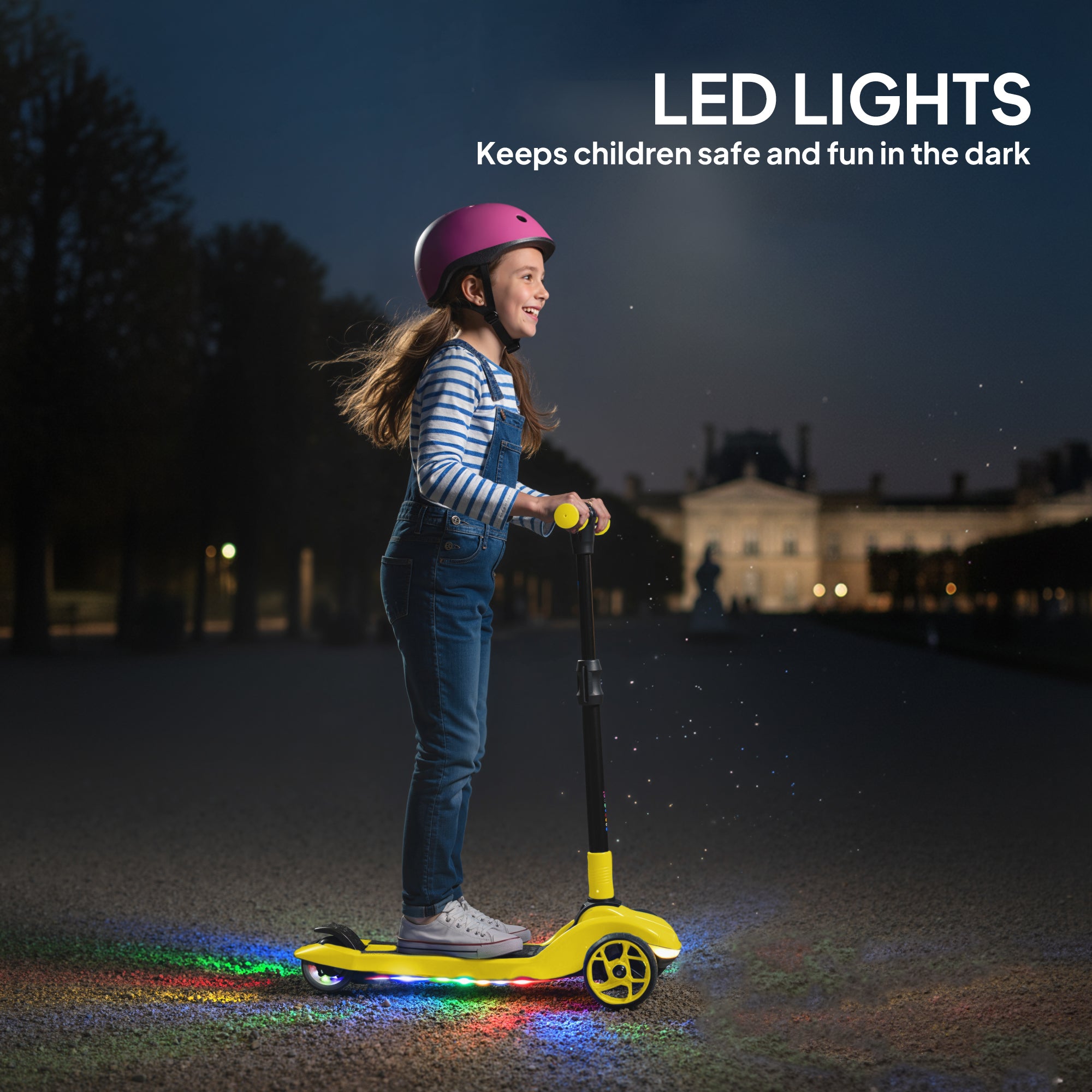 Three-Wheel Foldable Electric Scooter for Kids Aged 6-10 Years, Yellow