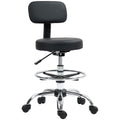 Drafting Office Chair with Adjustable Footrest and Height - Black