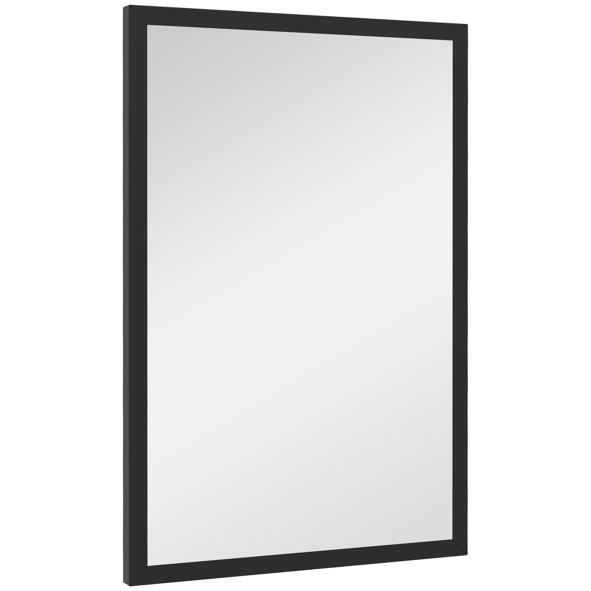 Wall Bathroom Mirror, 60 x 40 cm Wall-Mounted Mirror for Living Room, Bedroom, Hallway, Black