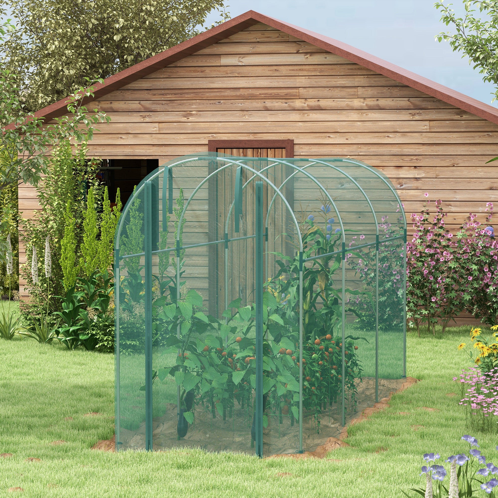 Galvanised Steel 360x120cm Fruit Cage with Zipped Door - Green
