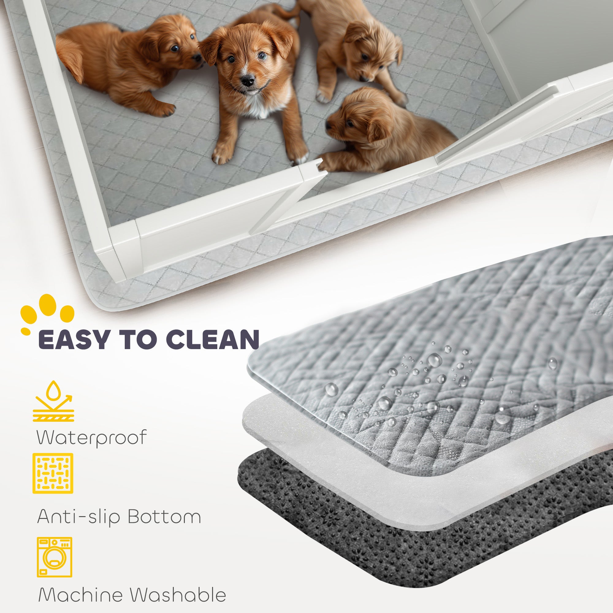 Two Room Design Whelping Box for Dogs with Whelping Pad, Clear Panels, Adjustable Entrance, for Small Dogs, 164 x 80cm
