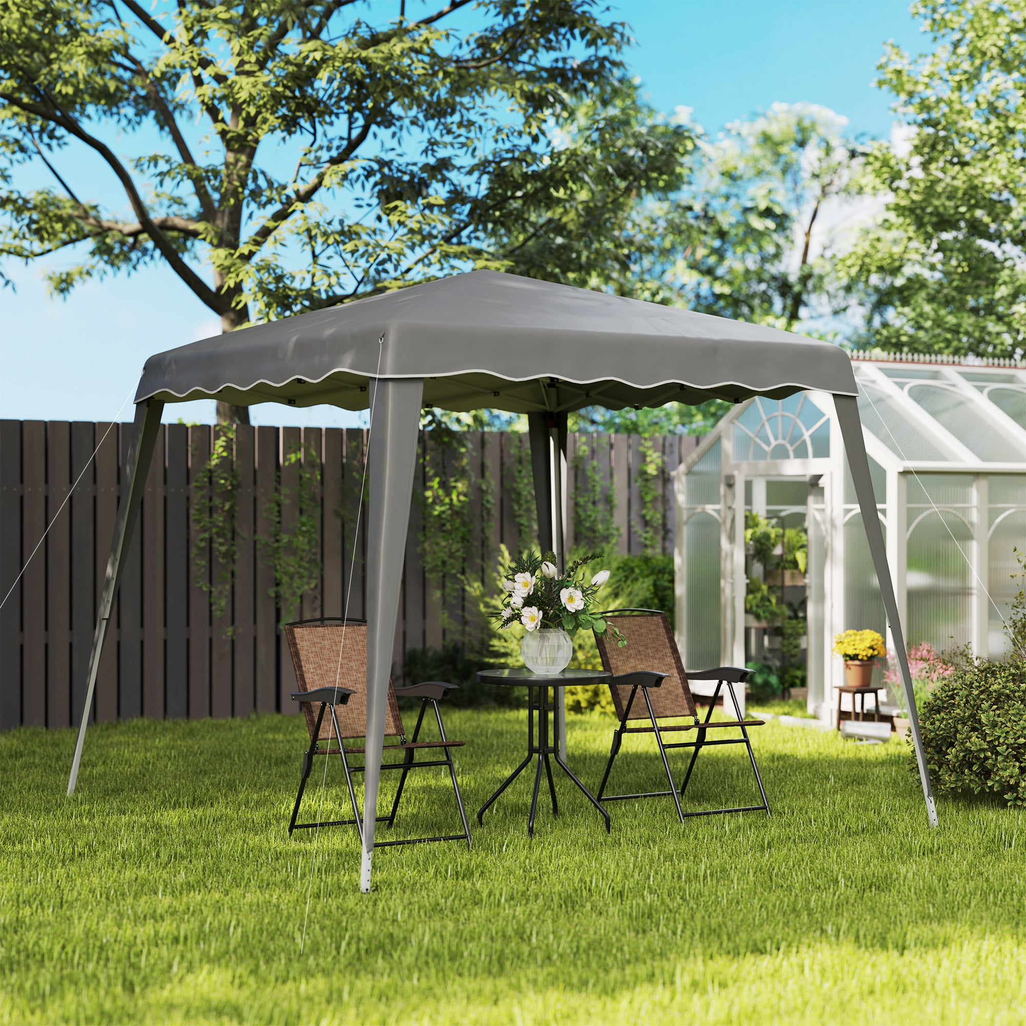 2.5 x 2.5M Pop Up Garden Tent with Steel Frame - Grey