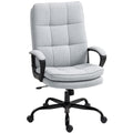 Double Padded Linen-Look Office Chair - Light Grey