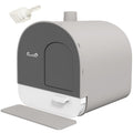Hooded Cat Litter Box with Lid, Scoop, Filter & Flap Door - Light Grey