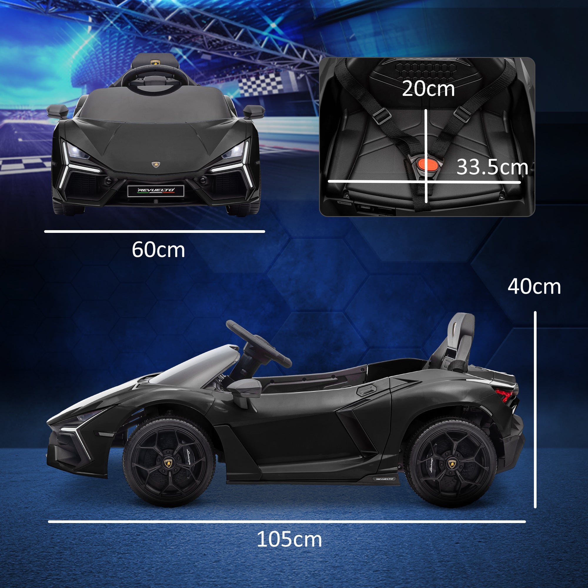 Lamborghini Revuelto Licensed 12V Ride on Car w/ Butterfly Doors, Transport Wheels, Suspension, Remote Control, Black