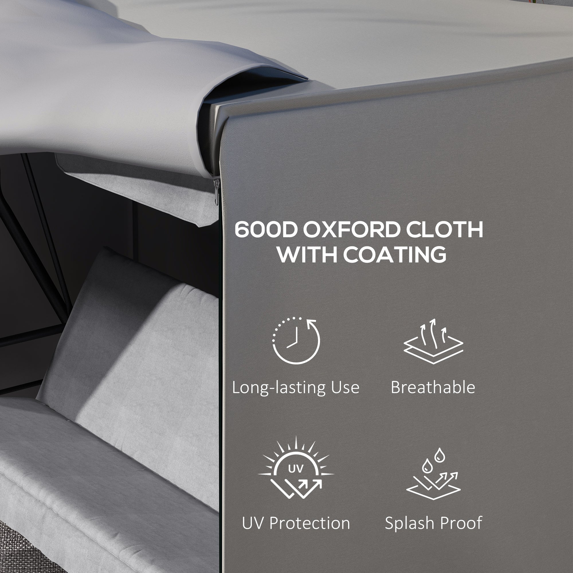 Three-Seater Swing Chair Protective Cover Oxford Cloth Grey