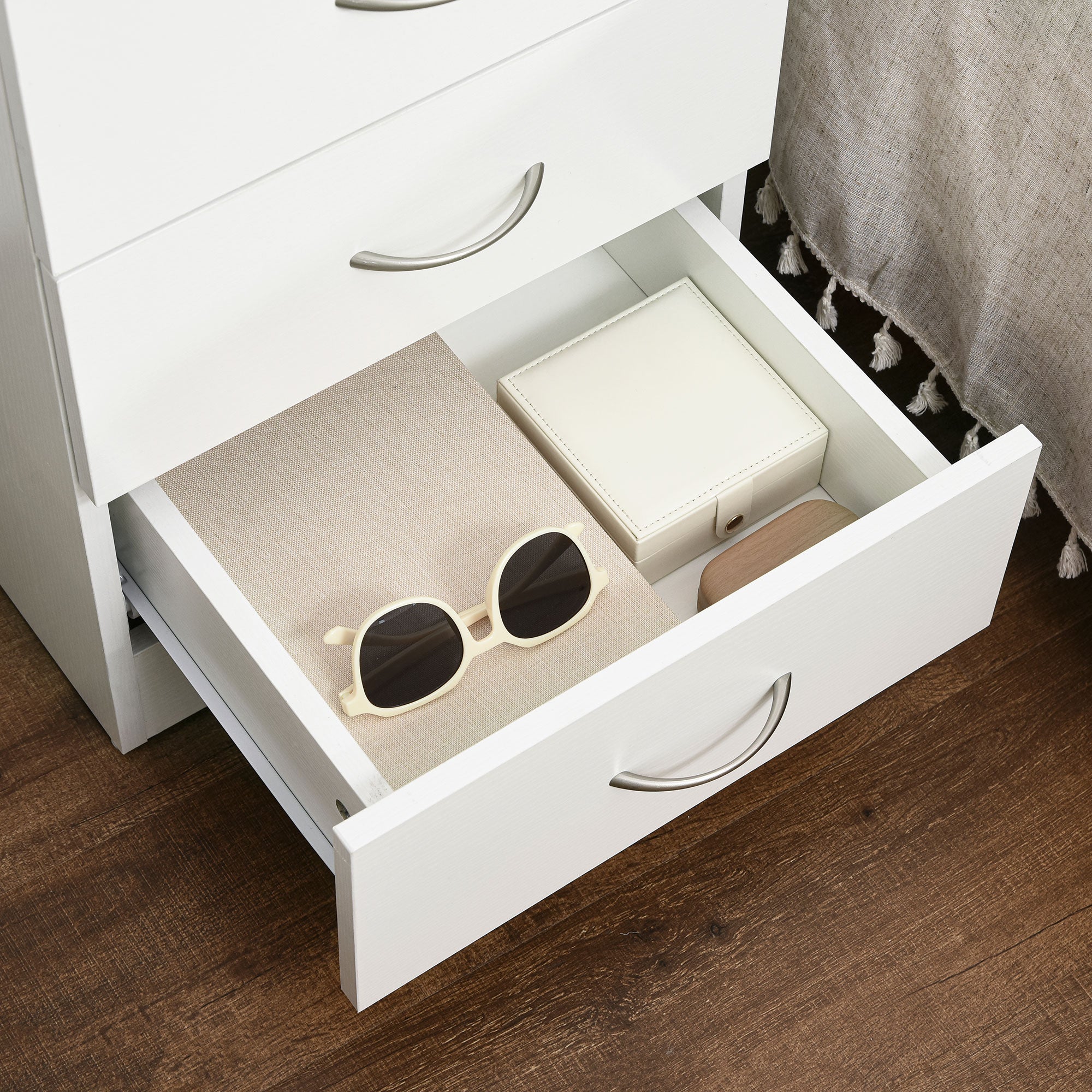 Three-Drawer Simple Bedside Table - White