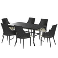 6 Seater Rattan Dining Set with Cushions and Steel Frame - Cream White