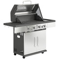 4+1 Burner Gas BBQ Grill, Portable Gas Barbecue Grill with Side Burner, Warming Rack, Side Shelf, Storage Cabinet
