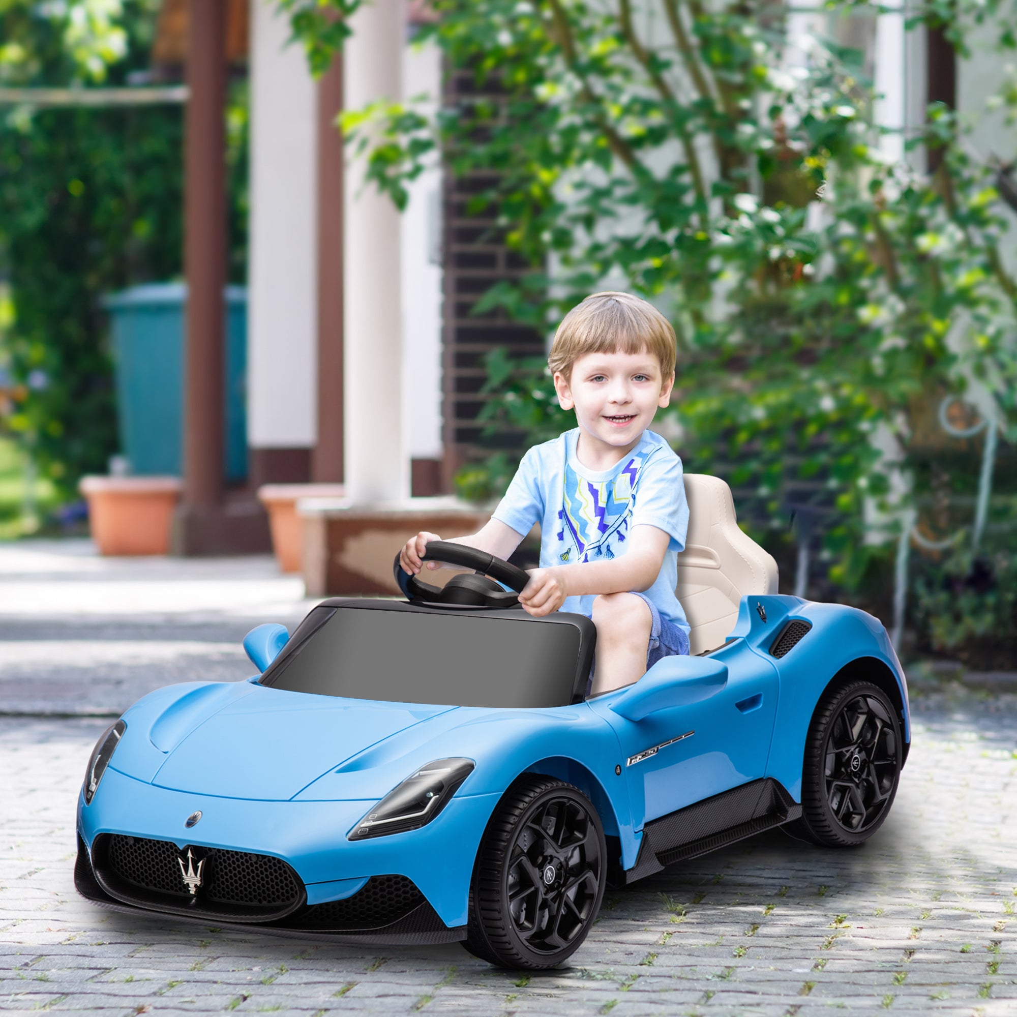 Maserati MC20 Licensed 12V Kids Electric Ride on Car with Remote Control, Spring Suspension, Blue