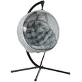 Hanging Egg Chair with Stand and Thick Cushions - Grey