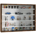 5-Tier Wall Display Shelf Cabinet with 4 Adjustable Shelves and Glass Doors 60x80cm - Rustic Brown