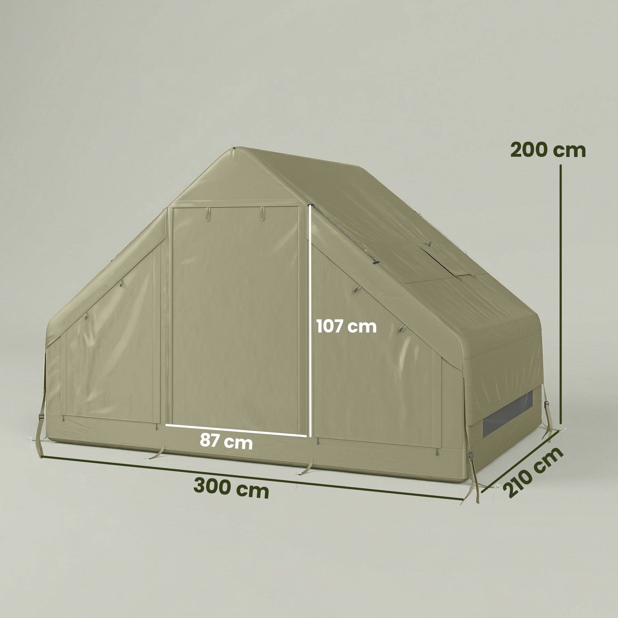 Inflatable Camping Tent with Pump and Stove Jack Hole, Luxury Inflatable Tent with Mesh Windows, Doors, Olive Green