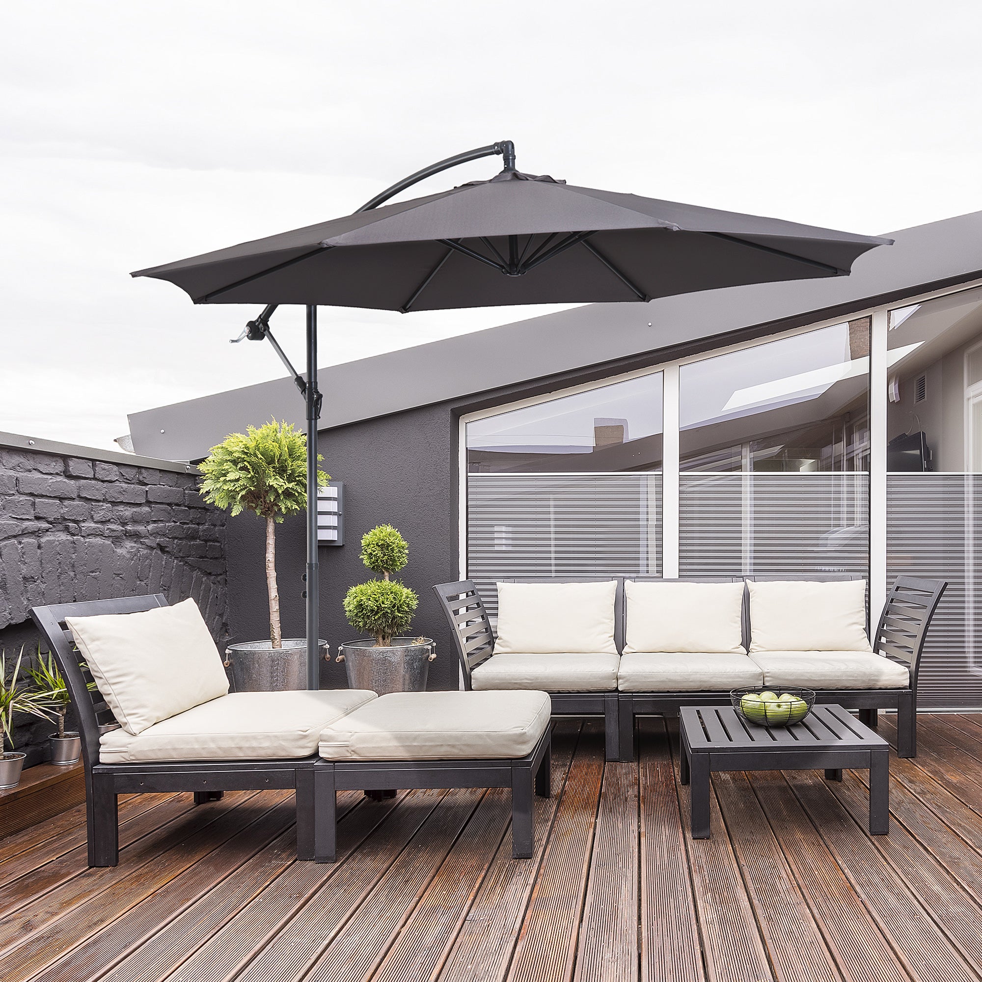 Cantilever Umbrella Parasol Hanging Banana Steel Dark Grey 3M Patio