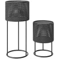 Metal Plant Pots Set of 2 with Hollow Design Flower Planters for Garden Balcony Black